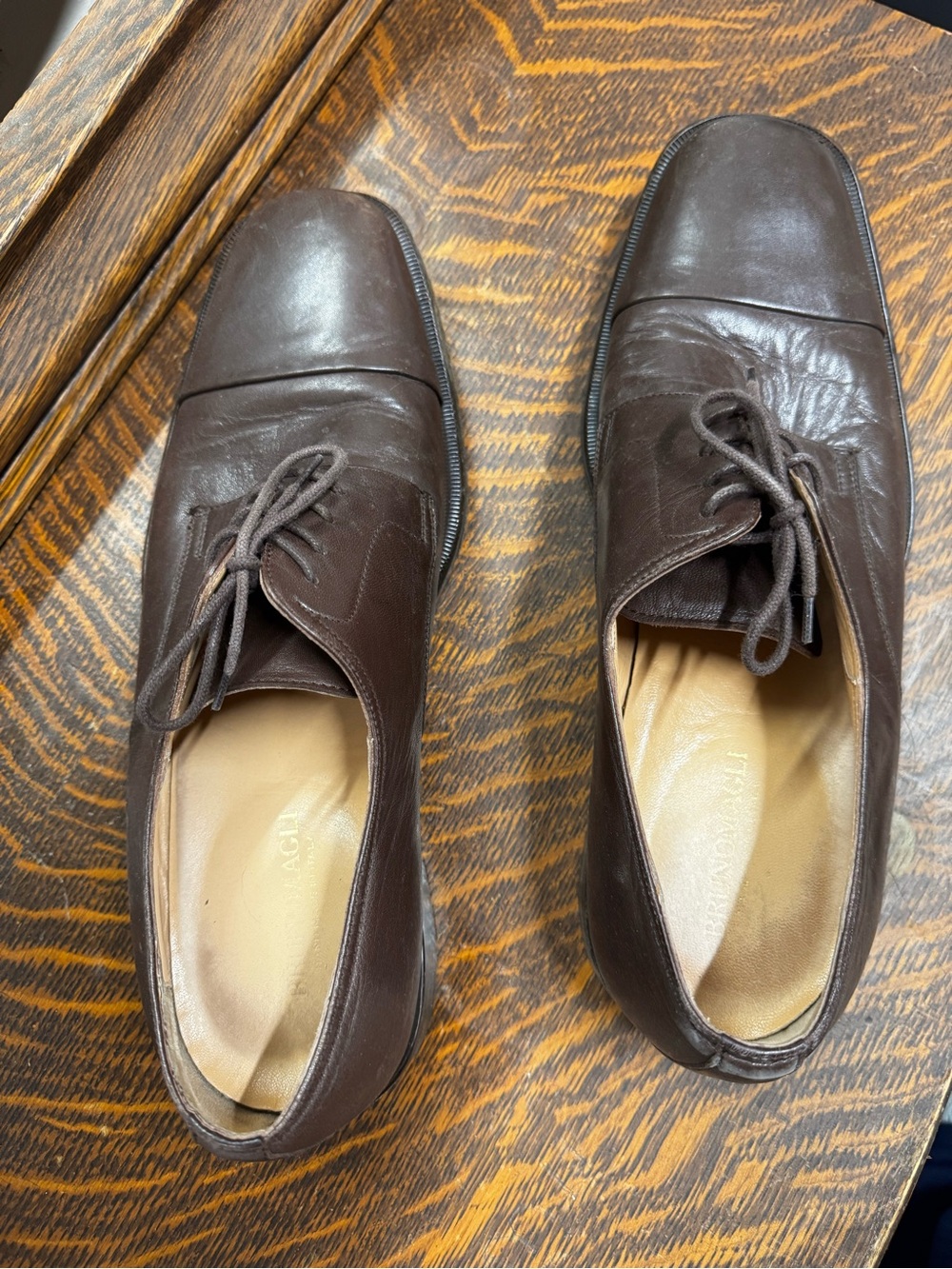 Bruno Magli Made in Italy -Dark Brown Leather Lace-Up Oxfords size 12